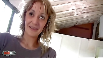 Skinny french blonde MILF fucked in the ass for money in the wharehouse